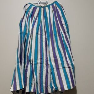 VINTAGE women's blue white and purple Striped Circle Skirt high waisted